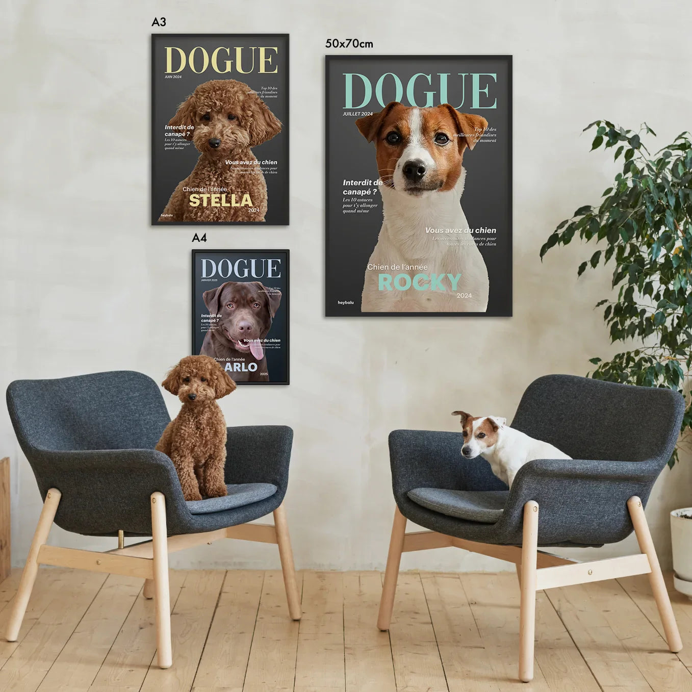 Affiche personnalisée magazine canin « DOGUE »