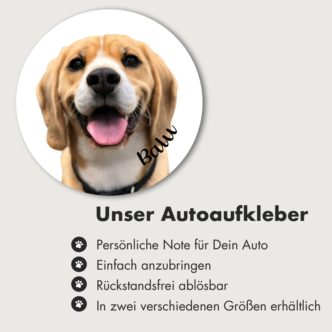 Autocollant personnalisé pour voiture « Photo de chien »